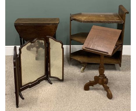 VINTAGE & LATER FURNITURE PARCEL (4), comprising three-tier oak tea trolley, 88 (h) x 76 (w) x 41cms (d), small oak gateleg t