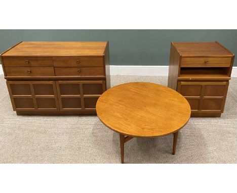 THREE ITEMS OF NATHAN / GORDON RUSSELL MID CENTURY FURNITURE, comprising four drawer, two door unit, 75 (h) x 102 (w) x 45cms