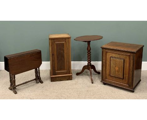 FOUR ITEMS OF ANTIQUE FURNITURE comprising Thomas Turner Manchester inlaid rosewood music cabinet base, stamped to the door t