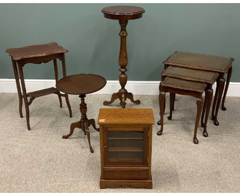 VARIOUS VINTAGE &amp; REPRODUCTION OCCASIONAL FURNITURE comprising walnut nest of three glass top tables, 56 (h) x 59 (w) x 4