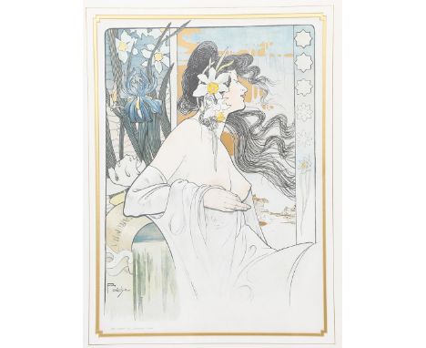 ‡Arthur Foache (1871-1967) La Garonne, 1898 lithograph in colours of an Art Nouveau maiden, printed by Cassan Fils Toulouse-P
