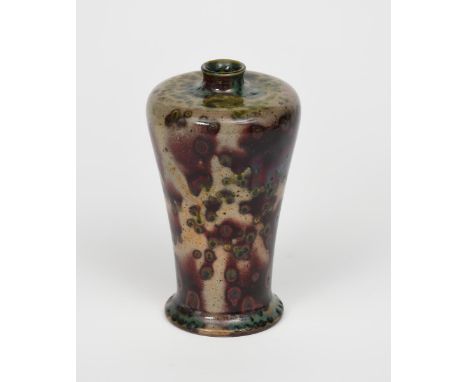 A Ruskin Pottery high-fired stoneware vase by William Howson Taylor, dated 1905, baluster form, the mushroom glazed tocky bod