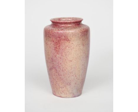 A Ruskin Pottery vase designed by William Howson Taylor,  dated 1914, flaring shouldered form with everted top rim, covered i