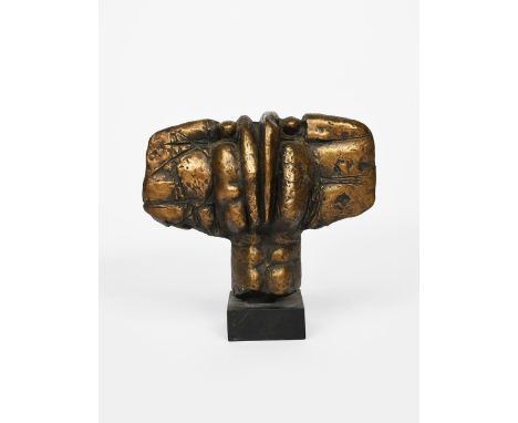 ‡ Ralph Brown RA (1928-2013) Female Head, 1962 patinated bronze on polished black slate base, unsigned, cast in an edition of