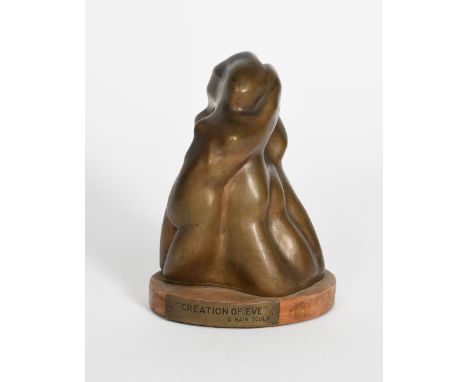‡ Robert Bain (1911-1973) Creation of Eve bronze on elliptical wooden base unsigned, applied title Creation of Eve and R Bain