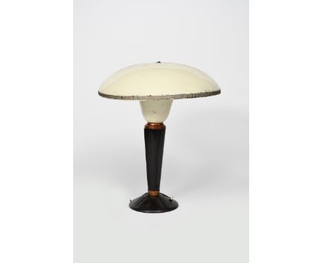 An enamelled metal  and bakelite type 320 desk lamp designed by Eileen Gray,  probably Jumo, the flaring bakelite base cast w