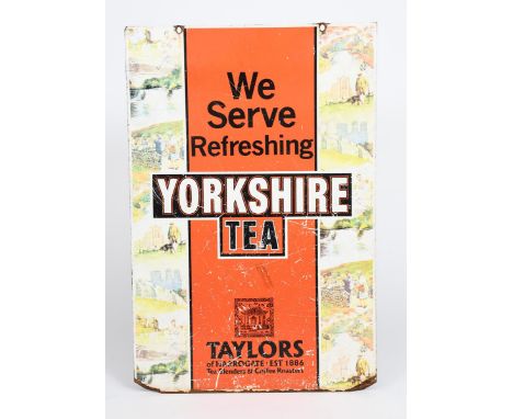 Fry's Pure Concentrated Cocoa an enamelled tin advertising sign,  makers to the King and Queen, a Lyon's Tea and Yorkshire Te