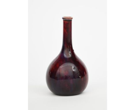 A Ruskin Pottery high-fired stoneware solifleur vase by William Howson Taylor,  ovoid with tall cylindrical neck, covered in 