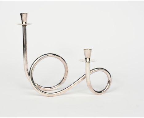 A De Vecchi T8 silver candlestick designed by Piero De Vecchi,  originally designed and made for the Eighth Milan Triennale, 