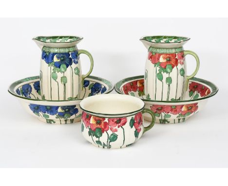 A large collection of Royal Doulton Poppies B, Series Ware designed by Charles Noke, introduced in 1909,  pattern D.3225, D.3