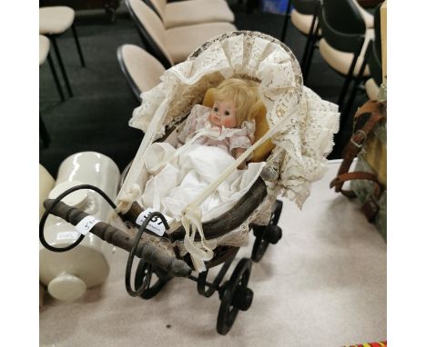 VINTAGE TYPE DOLL &amp; PRAM