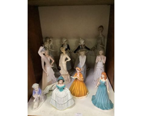 SECTION 22. A collection of various ceramic figurines including Lladro, Nao and Royal daulton 14 in total 