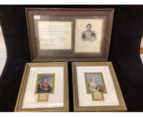 A pair of original Baxter prints of the first president last French monarch and Emperor Napoleon III and his wife the Empress