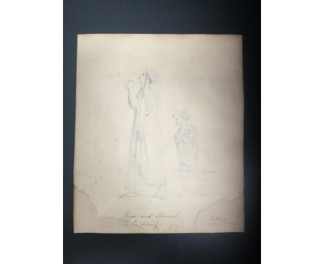 Princess Victoria / Queen Victoria (Alexandrina Victoria (May 1819 ' January 1901).  'Hagar Ishmael in the desert,' inscribed
