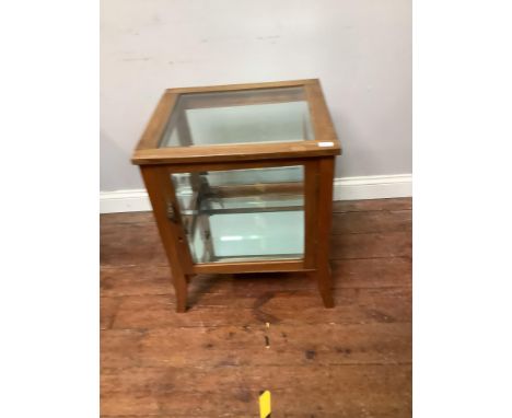 A bijouterie display cabinet/table with mirrored base and glass shelf and top 48cm wide 53cm deep 66cm high 