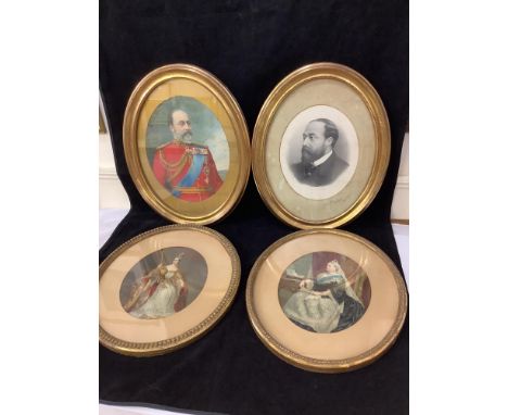 A collection of Royal portrait lithographs and prints, including Queen Victoria x3, Edward VII x2 oval portraits, 'Opening of