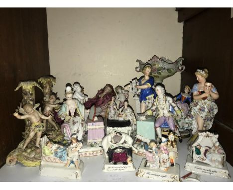 SECTION 17.  A shelf full of mainly German porcelain including fairings 'The Wedding Night' and 'Twelve Months after Marriage