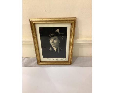 A signed monochrome of Edwina Mountbatten of Burma, wife of Lord Louis Mountbatten, head and shoulders portrait looking right