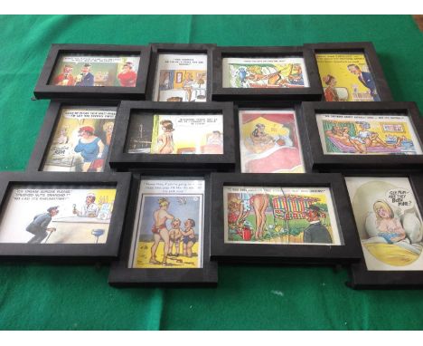 Ex-dealer stock of an album containing more than 110 comic and artist-signed postcards ' and a picture frame containing 12 sa