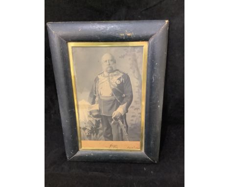 A signed three-quarter-length monochrome photograph of Prince George, 2nd Duke of Cambridge (1819 ' 1904) in full military dr