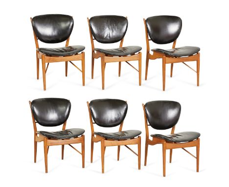 Finn Juhl (Danish, 1912-1989) for Baker Furniture, United States. Set of six Mid-century Modern dining chairs, model NV-51, c