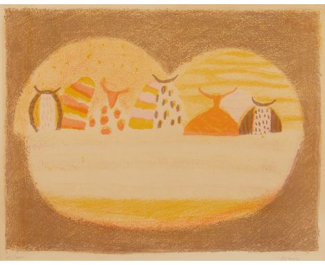Zoran Antonio Music (Slovenian, 1909-2005). Lithograph in colors on BFK Rives paper titled "Le Bac" depicting colorful creatu