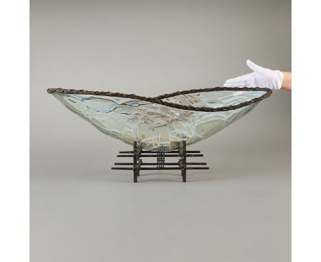 Scott Amrhein (American, 20th/21st c). Oval glass vessel titled "Elliptical Oval Lumen," 2004. Signed and dated along the und