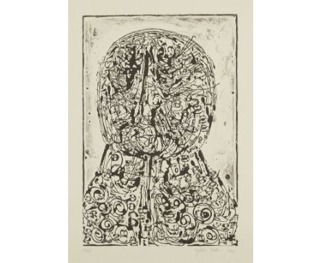 Misch Kohn (American, 1916-2003). Intaglio print depicting an abstract form in black and white, 1962. Pencil signed and dated