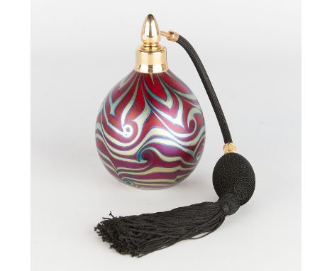 Daniel Lotton (American, 20th/21st c.) for Lotton Art Glass, United States. Art glass perfume atomizer in purple with swirled