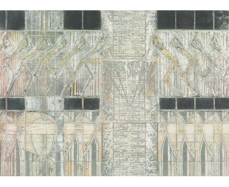 Krishna Reddy (Indian, 1925-2018). Intaglio print titled "Violence and Sorrow" depicting an abstract composition, 1995. Penci
