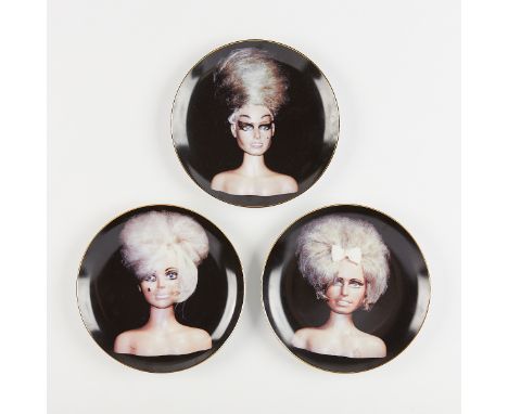 John Waters (American, b. 1946) for Adora Porcelain, New York. Set of three "The Girls" porcelain collector plates depicting 