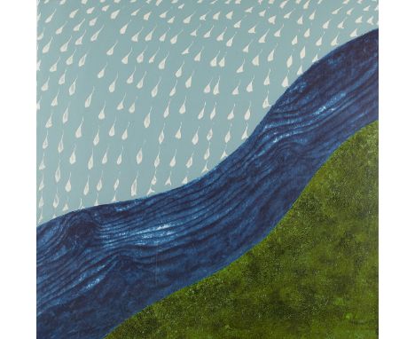 Carol Summers (American, 1925-2016). Woodcut print tiled "Vasudeva Carries the Infant Krishna Across the Yamuna River, Furthe