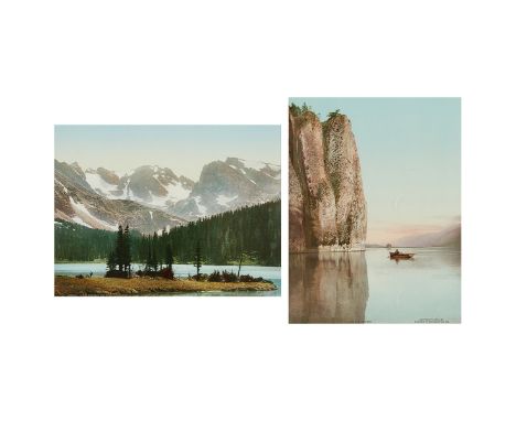 William Henry Jackson (American, 1843-1942). Group of two early photochromes depicting American landscapes, 1901. One titled 