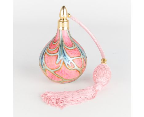Daniel Lotton (American, 20th/21st c.) for Lotton Art Glass, United States. Art glass perfume atomizer in pink with a webbed 
