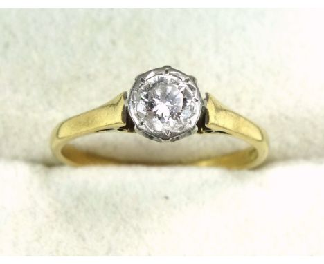 18ct gold solitaire ring set diamond, 1/4ct approx., 2.4grs 