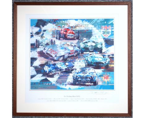 Formula One Interest - Dexter Brown (b.1942), "Sir Stirling Moss O.B.E.", signed in pencil in the margin, offset lithograph, 