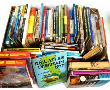 Quantity of rail, tram and underground related books, to include Railway Atlas of Britain 1977, by S. Baker, First Edition, T