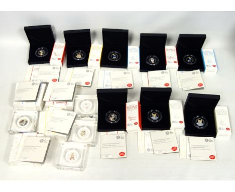 12 Beatrix Potter Royal Mint silver proof 50p coins, 2017-2018, comprising Peter Rabbit (3), Benjamin Bunny (2), Tom Kitten (
