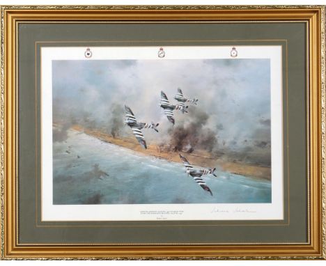 After Robert Taylor, "Victory over Dunkirk", signed by the pilot, Bob Stanford-Tuck, in the margin, offset lithograph, 39 x 5