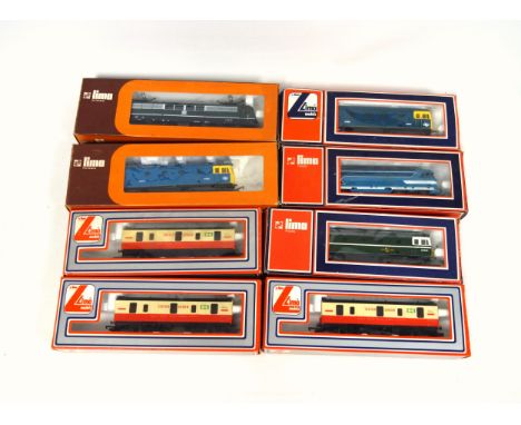 5 Lima Diesel/Electric locomotives, including British Rail, Deutsche Bahn, and S.N.C.F, and 3 "Tartan Arrow" goods wagons, al