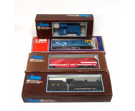 Lima O Gauge L.M.S steam locomotive, British Rail diesel D6524, S.N.C.F 67001, and a British Rail upper body shell, all boxed