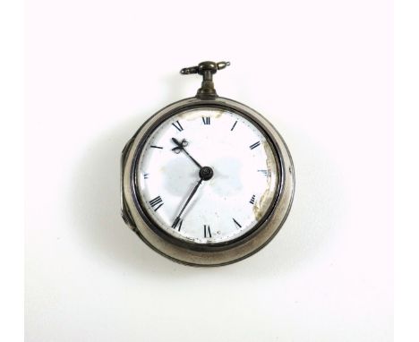 George III pocket watch with a white enamelled circular dial and black Roman numerals enclosing a verge movement signed "John