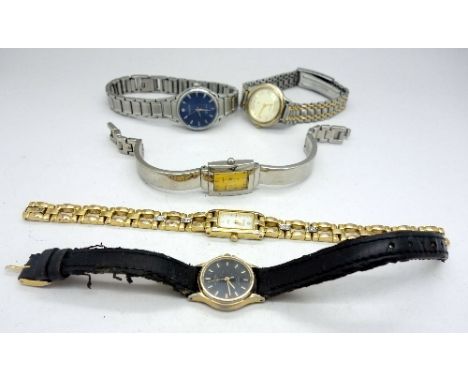 Four lady's Accurist wristwatches and a lady's Rotary wristwatch