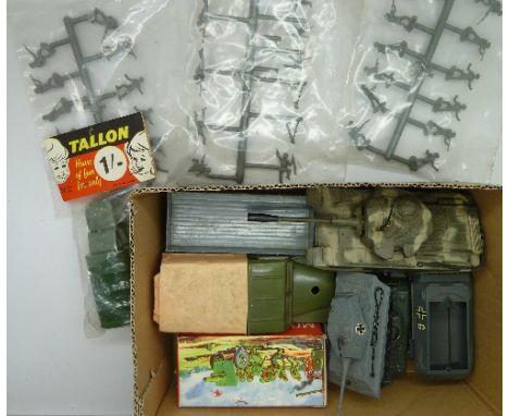 Six Almark military figures, in original packaging and military model vehicles including Corgi, Solido, Zylmex and Lone Star