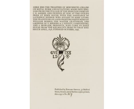 NO RESERVE Essex House Press.- Cellini (Benvenuto) The Treatises...on Goldsmithing and Sculpture, translated by C.R.Ashbee, n