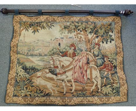 A FRANKLIN MINT 'ROYAL HUNT' TAPESTRY by Mark Waymel, 96cm x 116cm with wooden pole