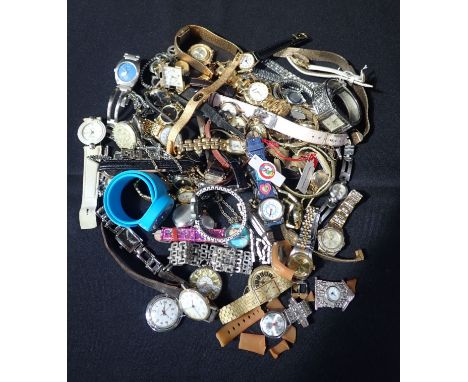 A QUANTITY OF VARIOUS LADIES' WRISTWATCHES including Rotary, Timex and Ingersoll pocket watches