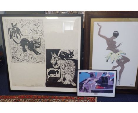 SIMON PACKARD: 'CATS' 1/25 WOOD PRINT exhibited at the Royal Academy of Arts, a limited edition abstract digiital print 1/30,