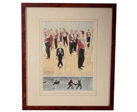 J.BATEMAN - THE MAN WHO WENT TO A HUNT BALL IN A DINNER JACKET colour print