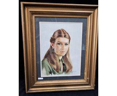 DONALD BROOK: PORTRAIT OF A WOMAN watercolour, in gilt frame